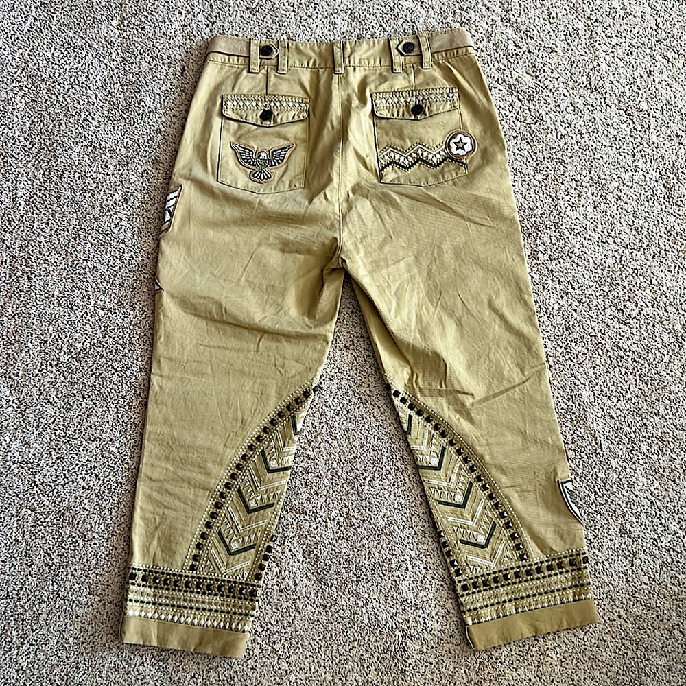 Spell & The Gypsy NWOT Boho Tan Embroidered Cropped Pants **Size S** 🌸🌸 - Picture 2 of 10